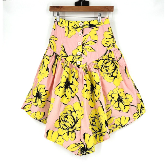 Marissa Web Asymmetrical Skirt Size 0 Floral Boho Cottage Retro 80s 90s Artsy - Picture 1 of 6